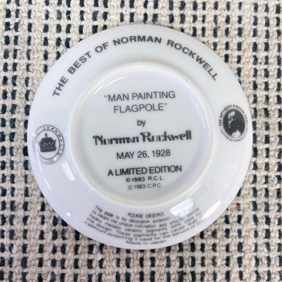 Norman Rockwell Man‎ Painting Flagpole Mini Plate Limited Edition 1983 Collector - Picture 2 of 3